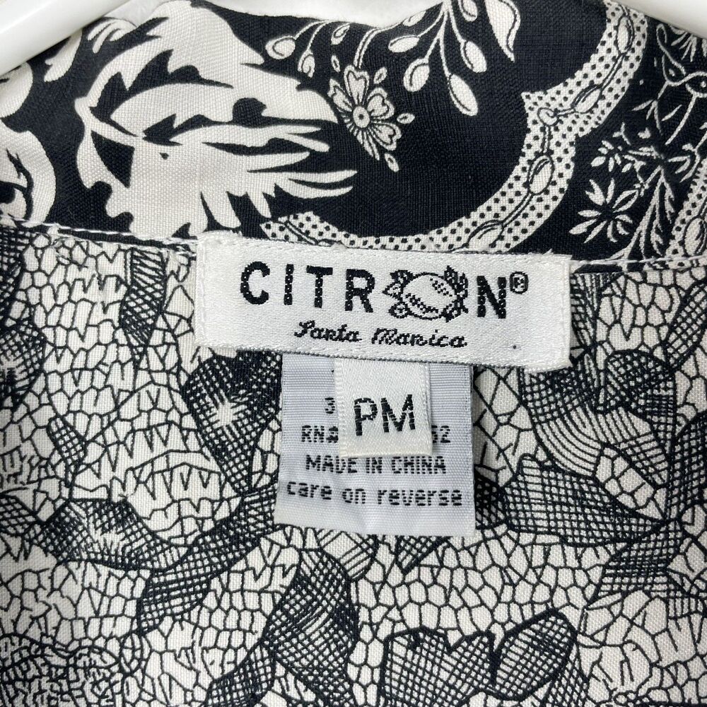 Citron Santa Monica Jacket PM Petite Floral Raw Seam Silk Linen Button Closure - Picture 5 of 6